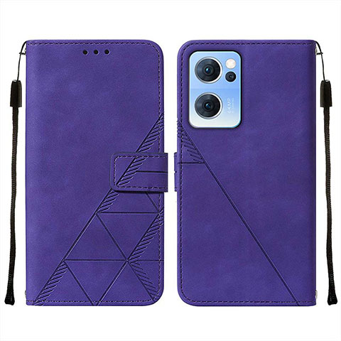 Custodia Portafoglio In Pelle Cover con Supporto Y01B per Oppo Find X5 Lite 5G Viola