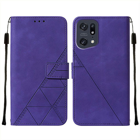 Custodia Portafoglio In Pelle Cover con Supporto Y01B per Oppo Find X5 Pro 5G Viola