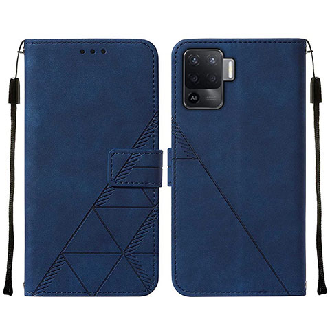 Custodia Portafoglio In Pelle Cover con Supporto Y01B per Oppo Reno5 F Blu