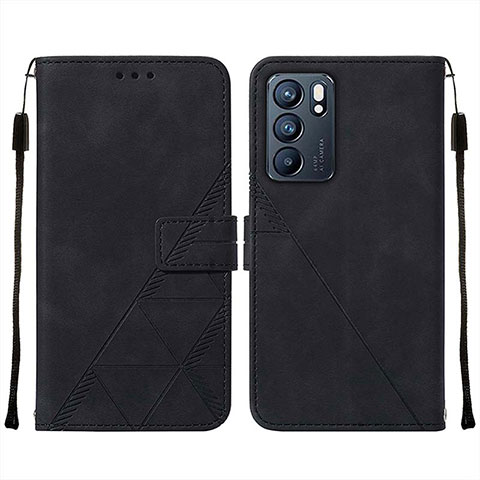 Custodia Portafoglio In Pelle Cover con Supporto Y01B per Oppo Reno6 5G Nero