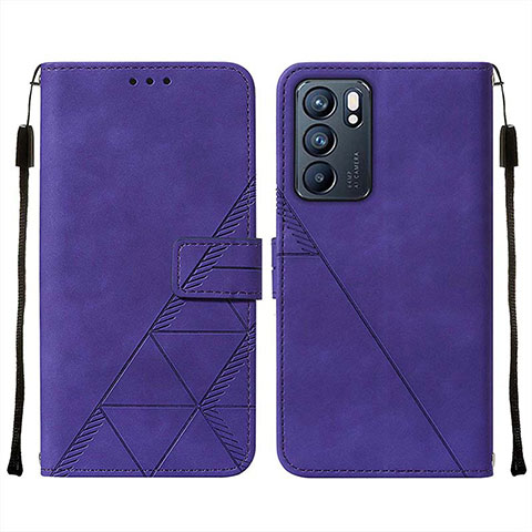 Custodia Portafoglio In Pelle Cover con Supporto Y01B per Oppo Reno6 5G Viola