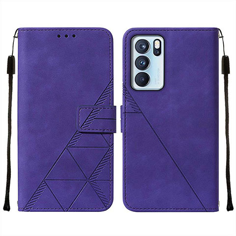 Custodia Portafoglio In Pelle Cover con Supporto Y01B per Oppo Reno6 Pro 5G India Viola