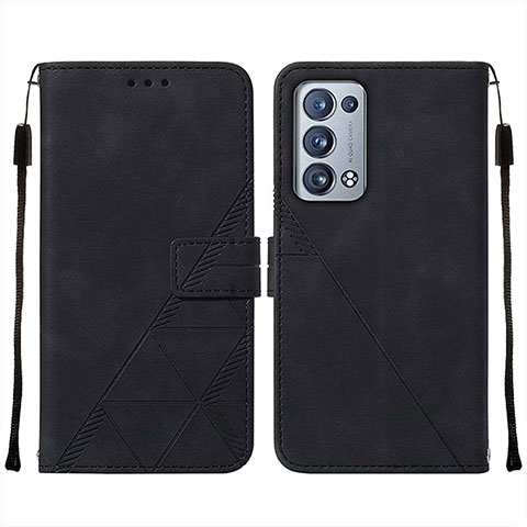 Custodia Portafoglio In Pelle Cover con Supporto Y01B per Oppo Reno6 Pro 5G Nero