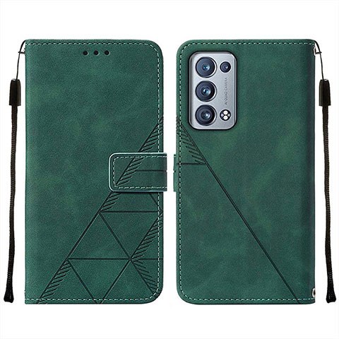 Custodia Portafoglio In Pelle Cover con Supporto Y01B per Oppo Reno6 Pro 5G Verde