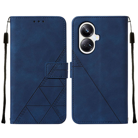 Custodia Portafoglio In Pelle Cover con Supporto Y01B per Realme 10 Pro+ Plus 5G Blu