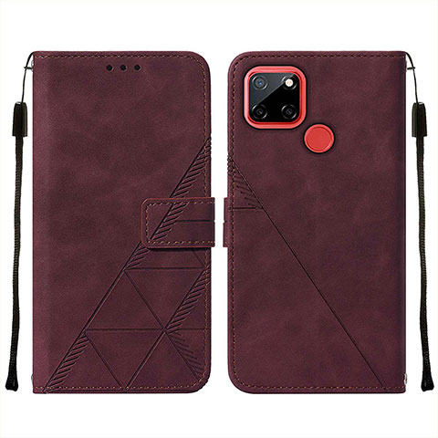 Custodia Portafoglio In Pelle Cover con Supporto Y01B per Realme 7i RMX2193 Rosso