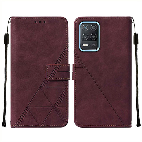 Custodia Portafoglio In Pelle Cover con Supporto Y01B per Realme 8 5G Rosso