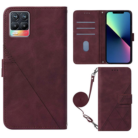 Custodia Portafoglio In Pelle Cover con Supporto Y01B per Realme 8 Pro Rosso