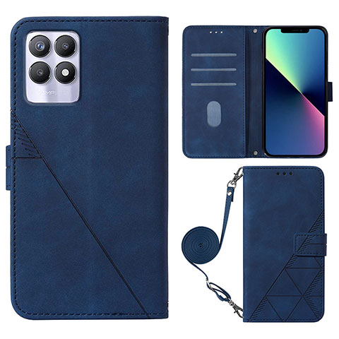 Custodia Portafoglio In Pelle Cover con Supporto Y01B per Realme 8i Blu