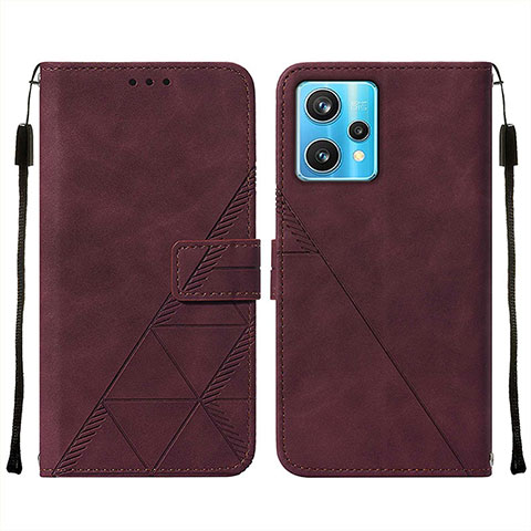 Custodia Portafoglio In Pelle Cover con Supporto Y01B per Realme 9 4G Rosso