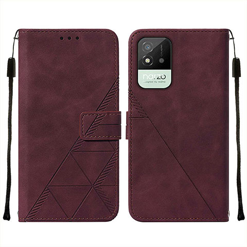 Custodia Portafoglio In Pelle Cover con Supporto Y01B per Realme C11 (2021) Rosso