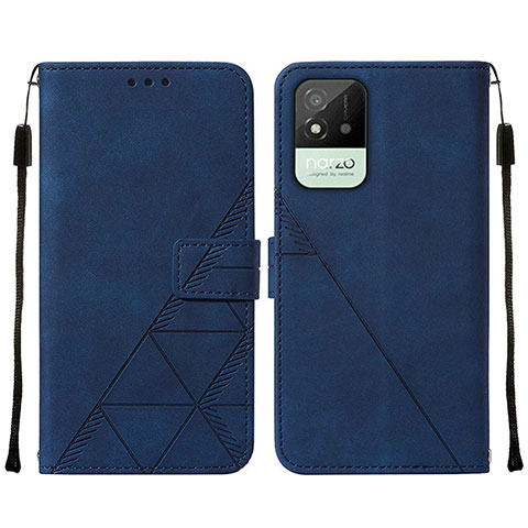 Custodia Portafoglio In Pelle Cover con Supporto Y01B per Realme C20A Blu