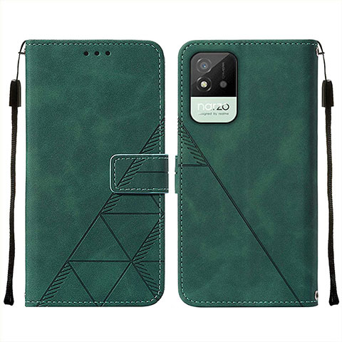 Custodia Portafoglio In Pelle Cover con Supporto Y01B per Realme C20A Verde