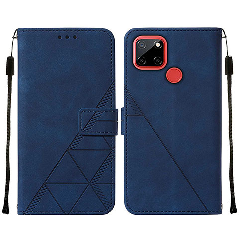 Custodia Portafoglio In Pelle Cover con Supporto Y01B per Realme C25S Blu