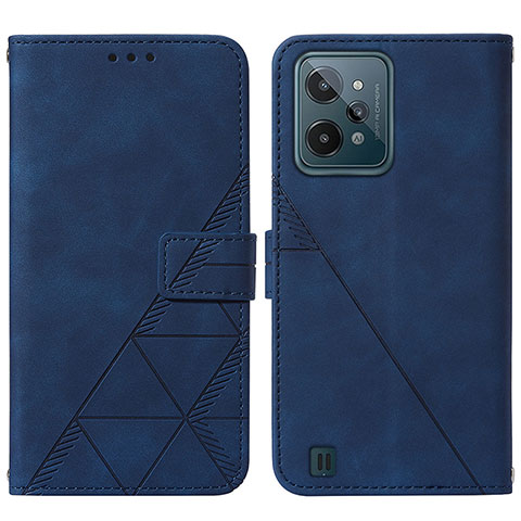 Custodia Portafoglio In Pelle Cover con Supporto Y01B per Realme C31 Blu