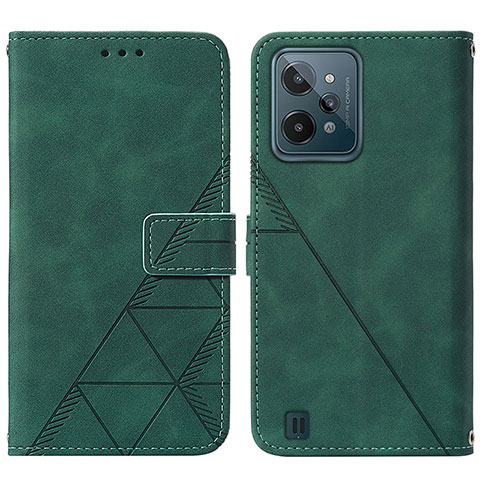 Custodia Portafoglio In Pelle Cover con Supporto Y01B per Realme C31 Verde