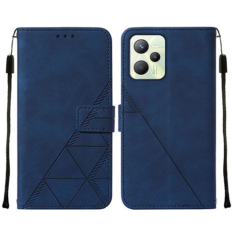 Custodia Portafoglio In Pelle Cover con Supporto Y01B per Realme C35 Blu