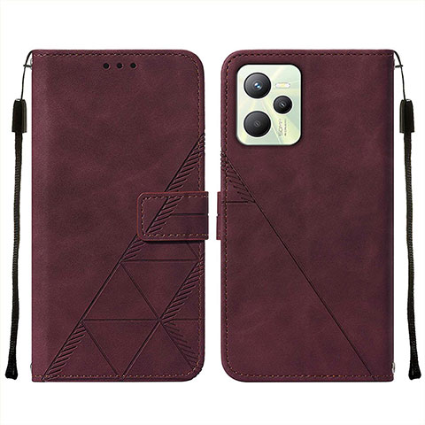 Custodia Portafoglio In Pelle Cover con Supporto Y01B per Realme C35 Rosso