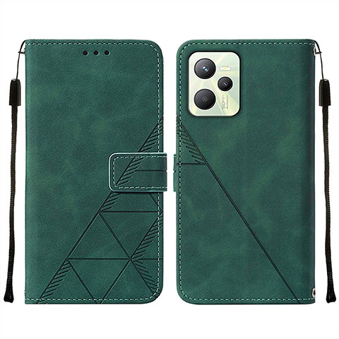 Custodia Portafoglio In Pelle Cover con Supporto Y01B per Realme C35 Verde