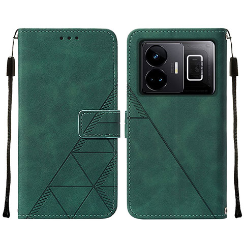 Custodia Portafoglio In Pelle Cover con Supporto Y01B per Realme GT Neo5 5G Verde