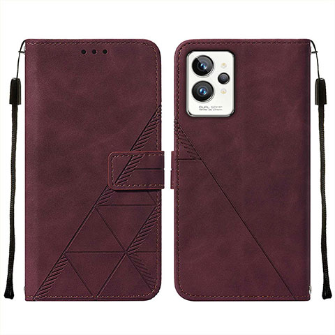 Custodia Portafoglio In Pelle Cover con Supporto Y01B per Realme GT2 Pro 5G Rosso