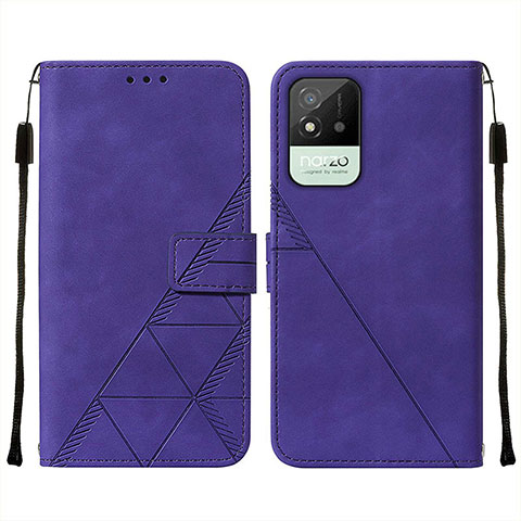 Custodia Portafoglio In Pelle Cover con Supporto Y01B per Realme Narzo 50i Viola