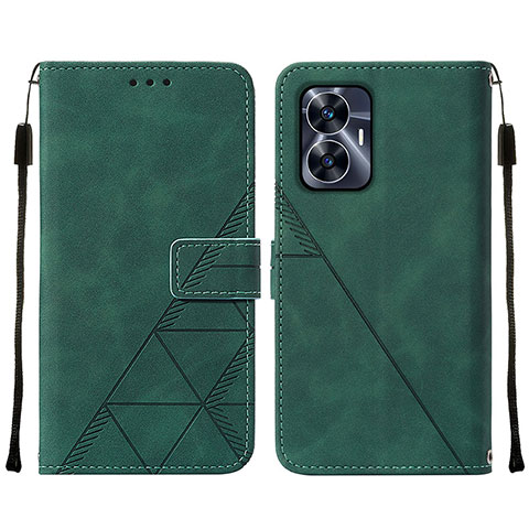 Custodia Portafoglio In Pelle Cover con Supporto Y01B per Realme Narzo N55 Verde