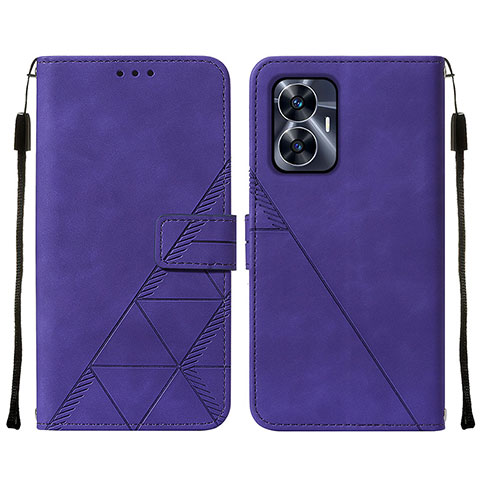 Custodia Portafoglio In Pelle Cover con Supporto Y01B per Realme Narzo N55 Viola