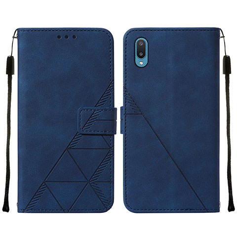 Custodia Portafoglio In Pelle Cover con Supporto Y01B per Samsung Galaxy A02 Blu