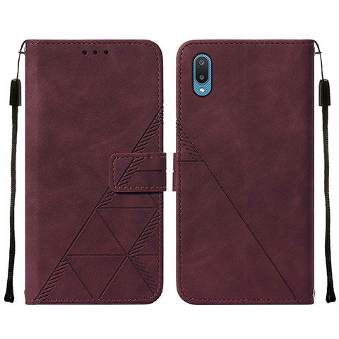 Custodia Portafoglio In Pelle Cover con Supporto Y01B per Samsung Galaxy A02 Rosso Rosa