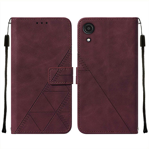 Custodia Portafoglio In Pelle Cover con Supporto Y01B per Samsung Galaxy A03 Core Rosso Rosa