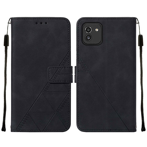 Custodia Portafoglio In Pelle Cover con Supporto Y01B per Samsung Galaxy A03 Nero