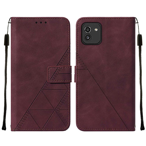 Custodia Portafoglio In Pelle Cover con Supporto Y01B per Samsung Galaxy A03 Rosso Rosa