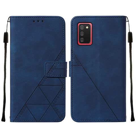 Custodia Portafoglio In Pelle Cover con Supporto Y01B per Samsung Galaxy A03s Blu