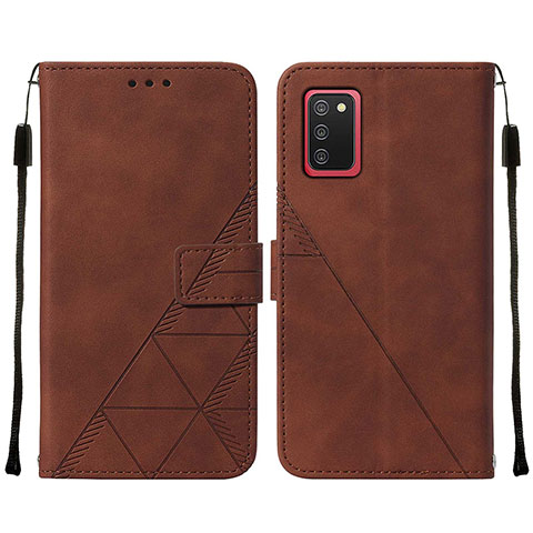 Custodia Portafoglio In Pelle Cover con Supporto Y01B per Samsung Galaxy A03s Marrone