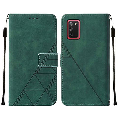 Custodia Portafoglio In Pelle Cover con Supporto Y01B per Samsung Galaxy A03s Verde