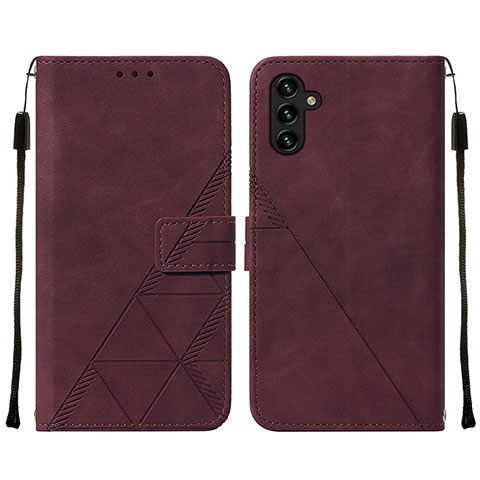 Custodia Portafoglio In Pelle Cover con Supporto Y01B per Samsung Galaxy A04s Rosso Rosa