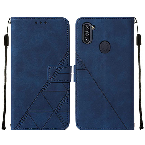 Custodia Portafoglio In Pelle Cover con Supporto Y01B per Samsung Galaxy A11 Blu