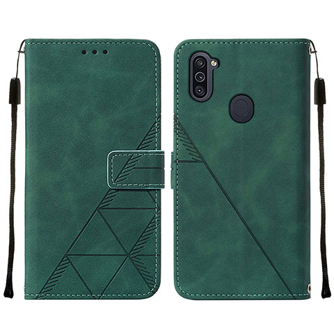 Custodia Portafoglio In Pelle Cover con Supporto Y01B per Samsung Galaxy A11 Verde