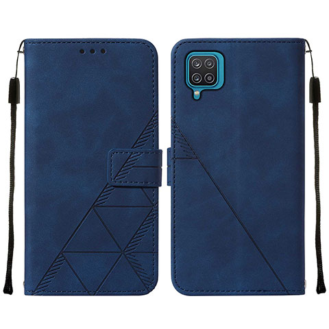 Custodia Portafoglio In Pelle Cover con Supporto Y01B per Samsung Galaxy A12 Blu