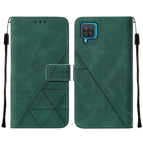 Custodia Portafoglio In Pelle Cover con Supporto Y01B per Samsung Galaxy A12 Verde