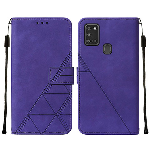 Custodia Portafoglio In Pelle Cover con Supporto Y01B per Samsung Galaxy A21s Viola