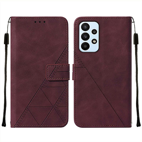 Custodia Portafoglio In Pelle Cover con Supporto Y01B per Samsung Galaxy A23 4G Rosso Rosa