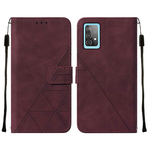 Custodia Portafoglio In Pelle Cover con Supporto Y01B per Samsung Galaxy A52 4G Rosso Rosa