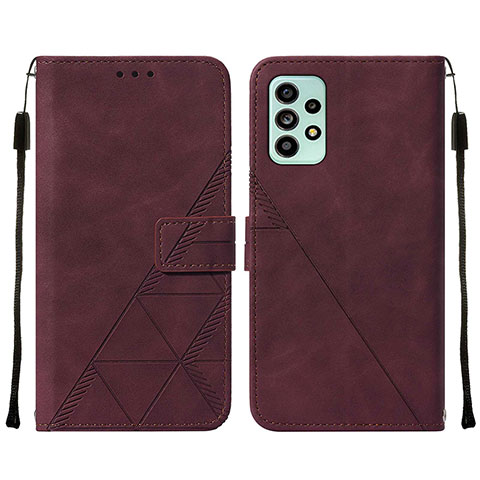 Custodia Portafoglio In Pelle Cover con Supporto Y01B per Samsung Galaxy A53 5G Rosso Rosa