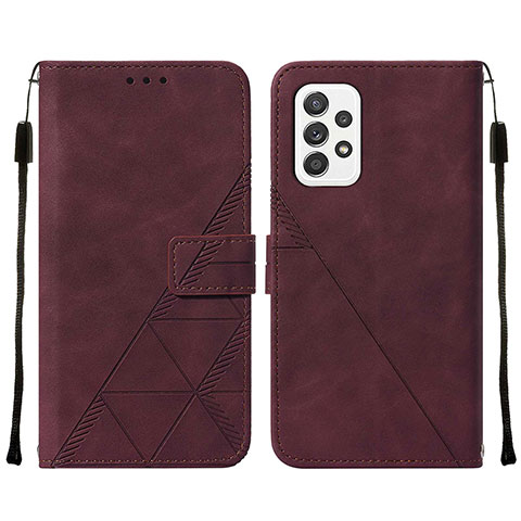 Custodia Portafoglio In Pelle Cover con Supporto Y01B per Samsung Galaxy A72 5G Rosso Rosa