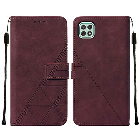 Custodia Portafoglio In Pelle Cover con Supporto Y01B per Samsung Galaxy F42 5G Rosso Rosa