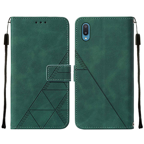 Custodia Portafoglio In Pelle Cover con Supporto Y01B per Samsung Galaxy M02 Verde