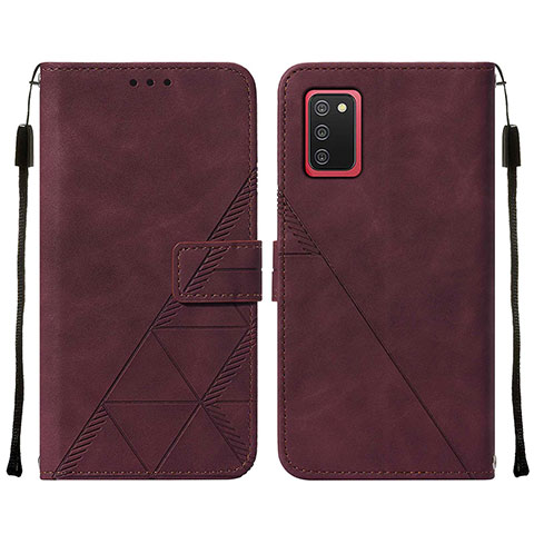 Custodia Portafoglio In Pelle Cover con Supporto Y01B per Samsung Galaxy M02s Rosso Rosa