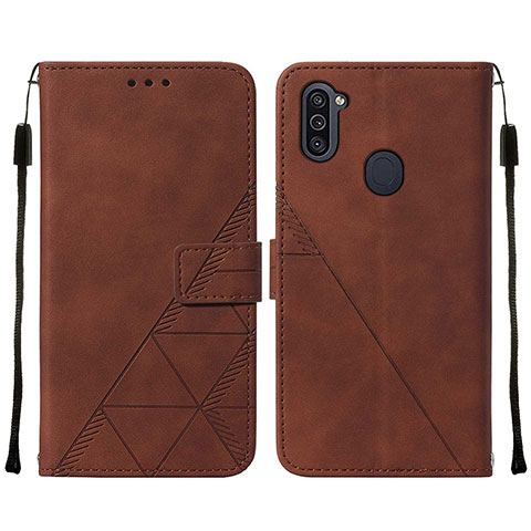 Custodia Portafoglio In Pelle Cover con Supporto Y01B per Samsung Galaxy M11 Marrone